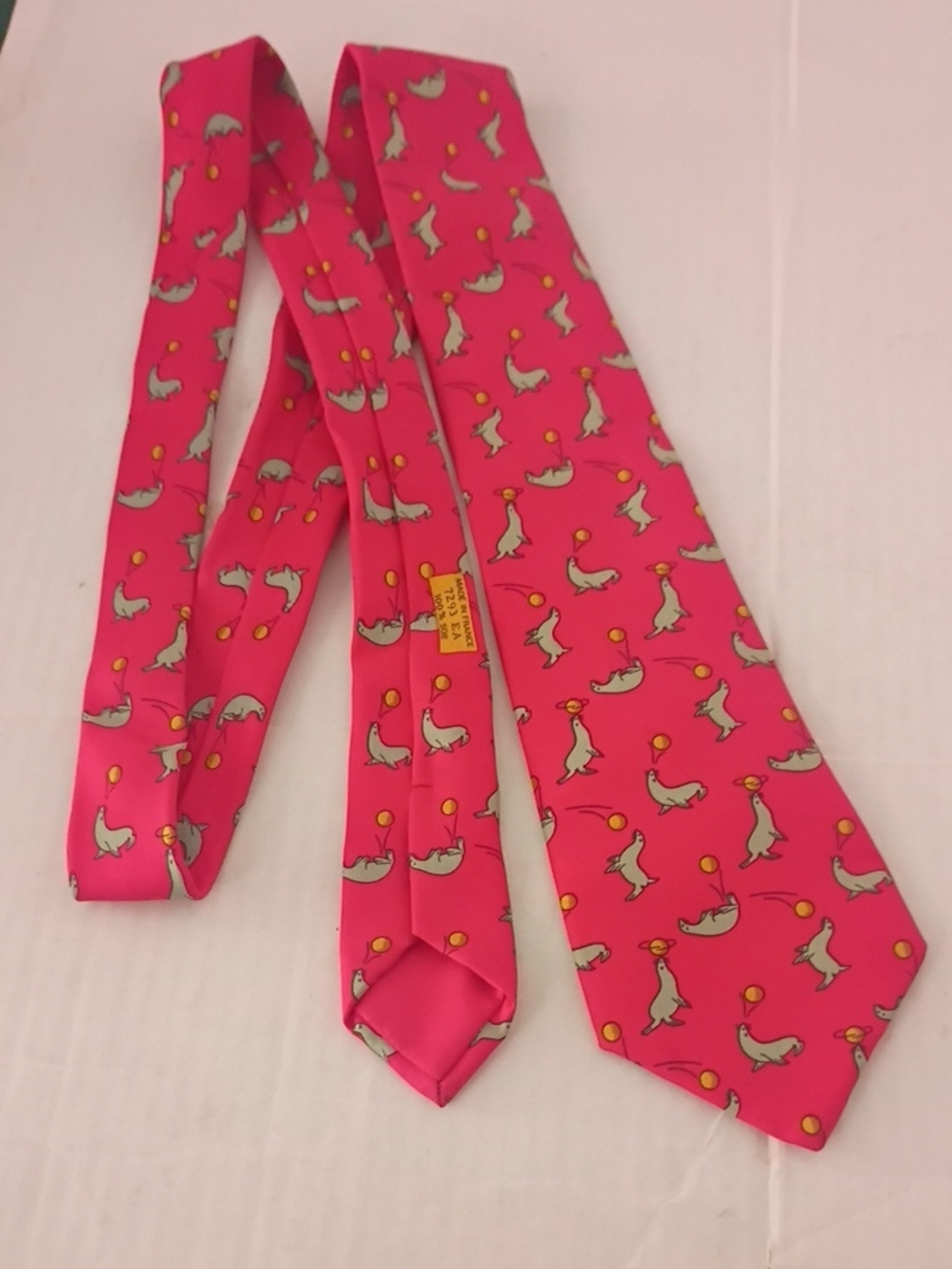 ❤️NWOT HERMES 100 % Soie Silk Neck Tie 7793 EA Seals at Play